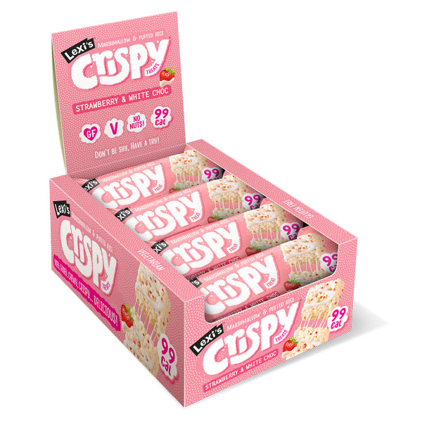Lexi's LEX003 Crispy Treats 12x25g Strawberry & White Choc