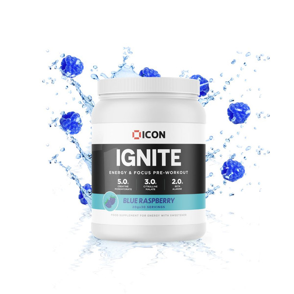 ICON Nutrition ICO041 IGNITE Pre-Workout 600g Blue Raspberry