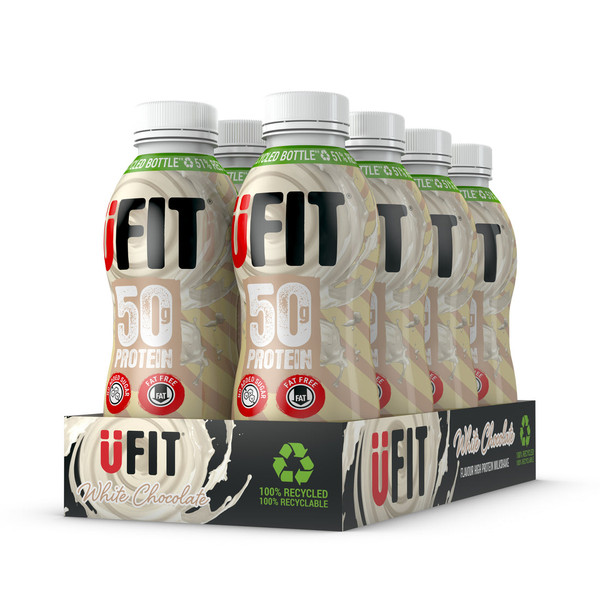 UFIT Protein RTD White Chocolate 8 x 500ml High Protein Milkshake Drink