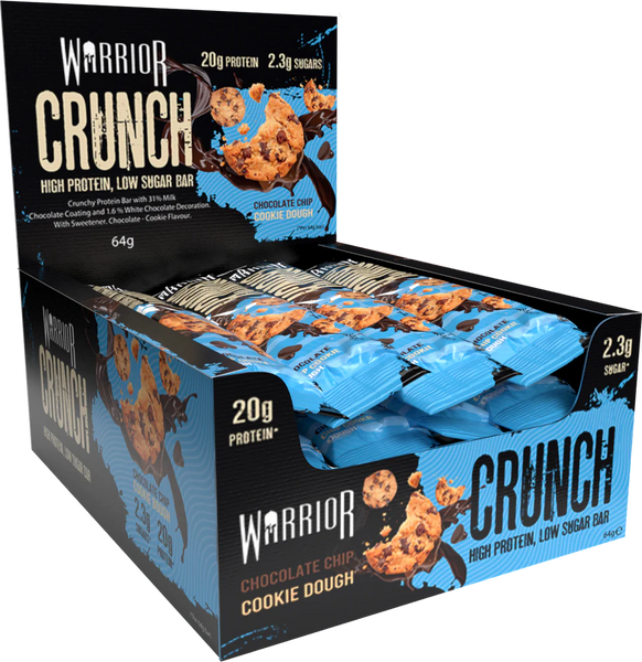 Warrior WAR099 Crunch Bars 12x64g Choc Chip Cookie Dough