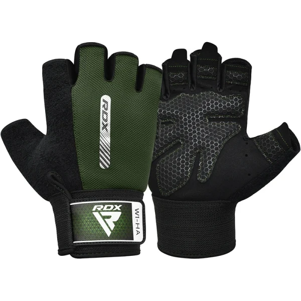 RDX Gym Weight Lifting Gloves W1 Half Plus L Army Green