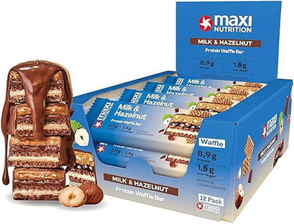 MaxiNutrition Protein Waffle Bar 12x40g Milk & Hazelnut