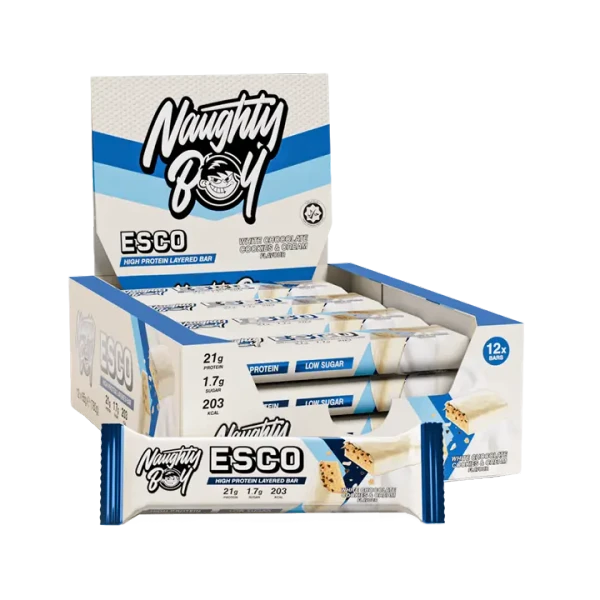Naughty Boy Esco Bar 12x65g White Chocolate Cookies & Cream