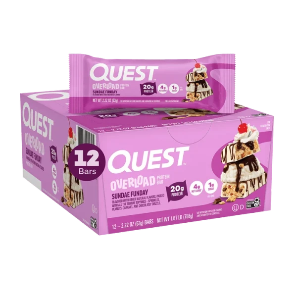 Quest Nutrition Overload Protein Bar 12x60g Sundae Funday