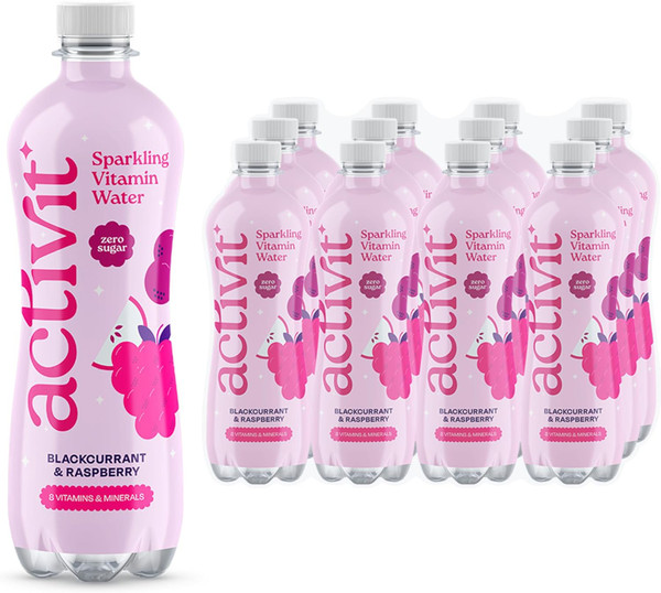 Actiph Activit Sparkling Vitamin Water 12x500ml Blackcurrant & Apple