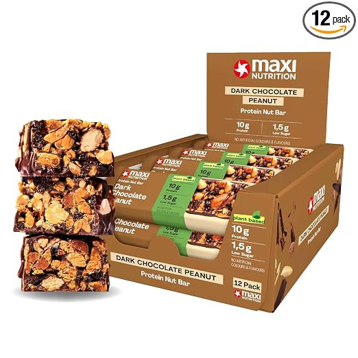MaxiNutrition Nut Protein Bar 12x46g Dark Choc Peanut 12x46g Dark Choc Peanut