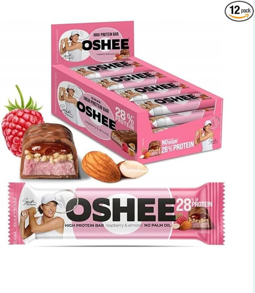 OSHEE Protein Bar 12x49g Raspberry + Almond