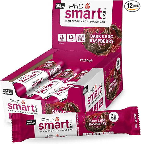 PhD Nutrition Smart Bar 12x64g Dark Choc Raspberry