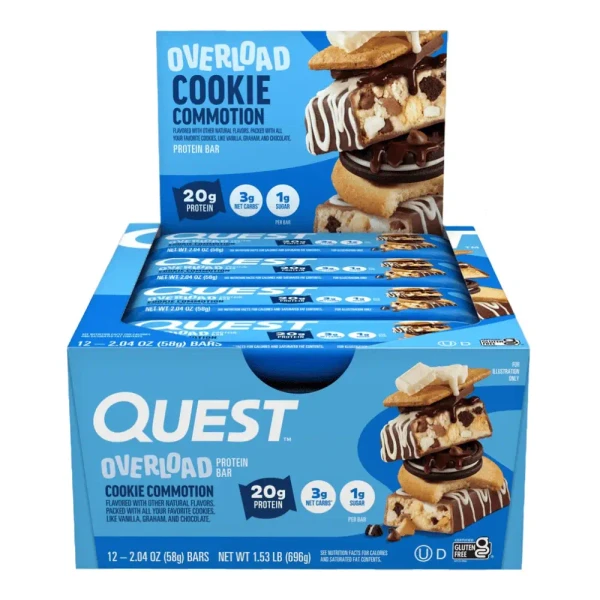 Quest Nutrition Overload Protein Bar 12x60g Cookie Commotion