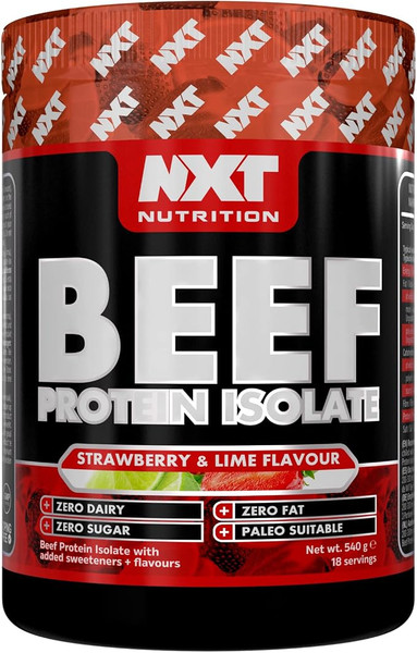 NXT Nutrition Beef Protein Isolate 540g Strawberry & Lime