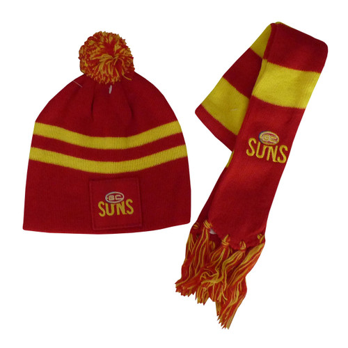 Gold Coast Suns Baby Beanie \u0026 Scarf Set