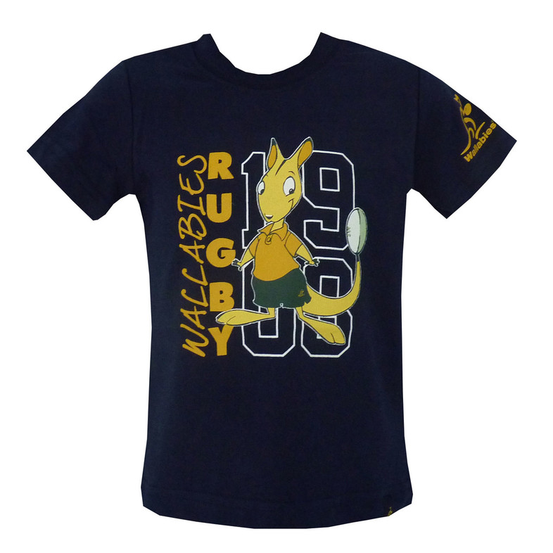 Wallabies 'Wally' Mascot Baby T-Shirt - Navy Wallabies 'Wally' Mascot Baby T-Shirt - Navy