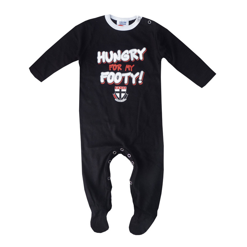St Kilda Saints 'Hungry for Footy' Baby Romper St Kilda Saints 'Hungry for Footy' Baby Romper