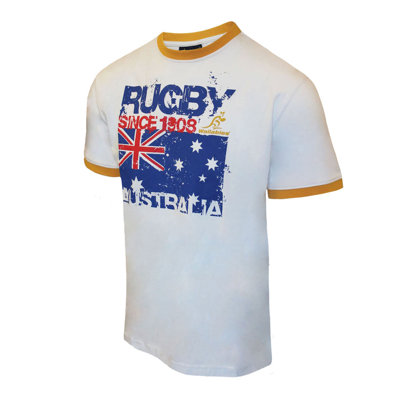 Wallabies Big Flag Supporter T-Shirt - White - Men's