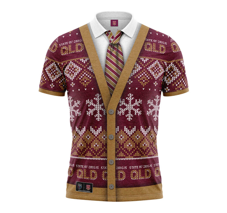 Queensland Maroons State of Origin Xmas Polo Shirt - Men's Queensland Maroons State of Origin Xmas Polo Shirt - Men's