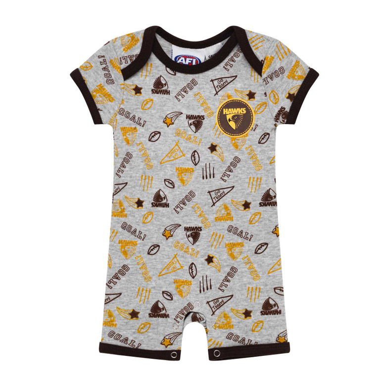Hawthorn Hawks Summer Short Baby Bodysuit / Romper Hawthorn Hawks Summer Short Baby Bodysuit / Romper
