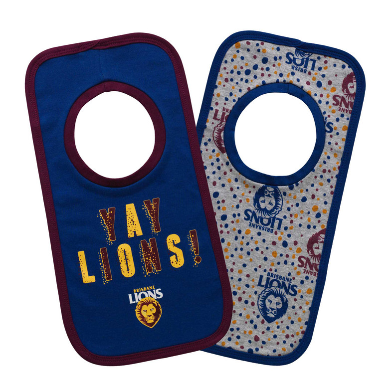 Brisbane Lions 'Yay' 2-Piece Bib Set - Baby Brisbane Lions 'Yay' 2-Piece Bib Set - Baby