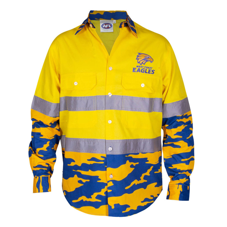 West Coast Eagles Hi-Vis Camo Work-Shirt - Men's