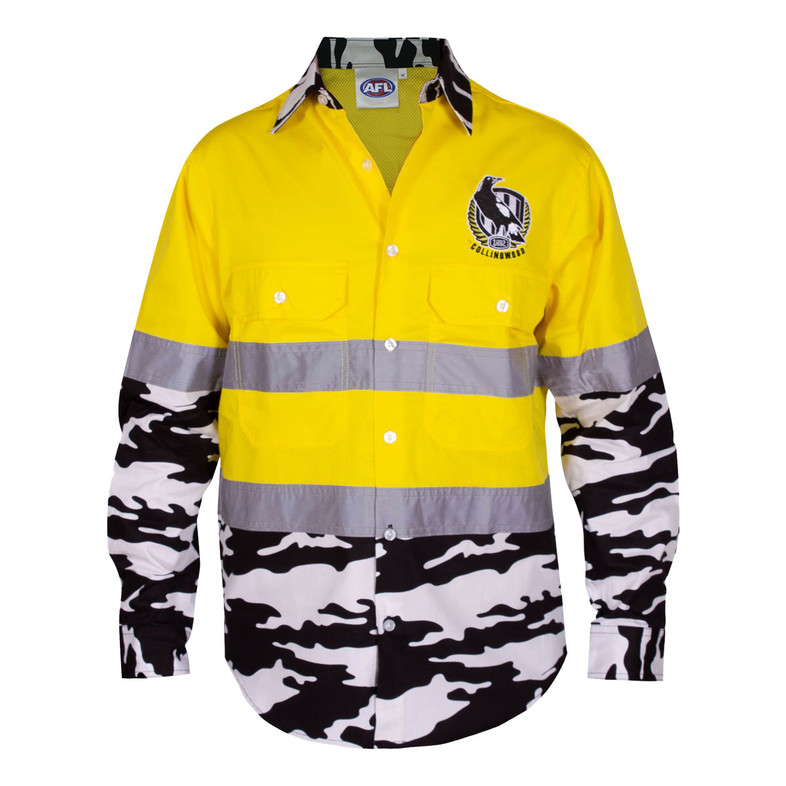 Collingwood Magpies Hi-Vis Camo Work-Shirt - Men's Collingwood Magpies Hi-Vis Camo Work-Shirt - Men's