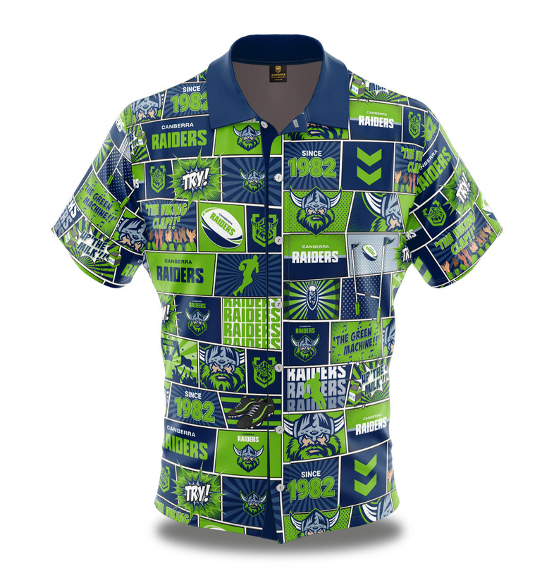 Canberra Raiders Fanatic Pop Art Button Shirt - Men's Canberra Raiders Fanatic Pop Art Button Shirt - Men's