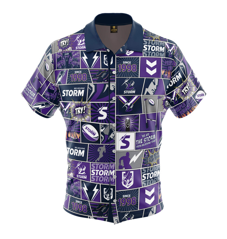 Melbourne Storm Fanatic Pop Art Button Shirt - Men's Melbourne Storm Fanatic Pop Art Button Shirt - Men's
