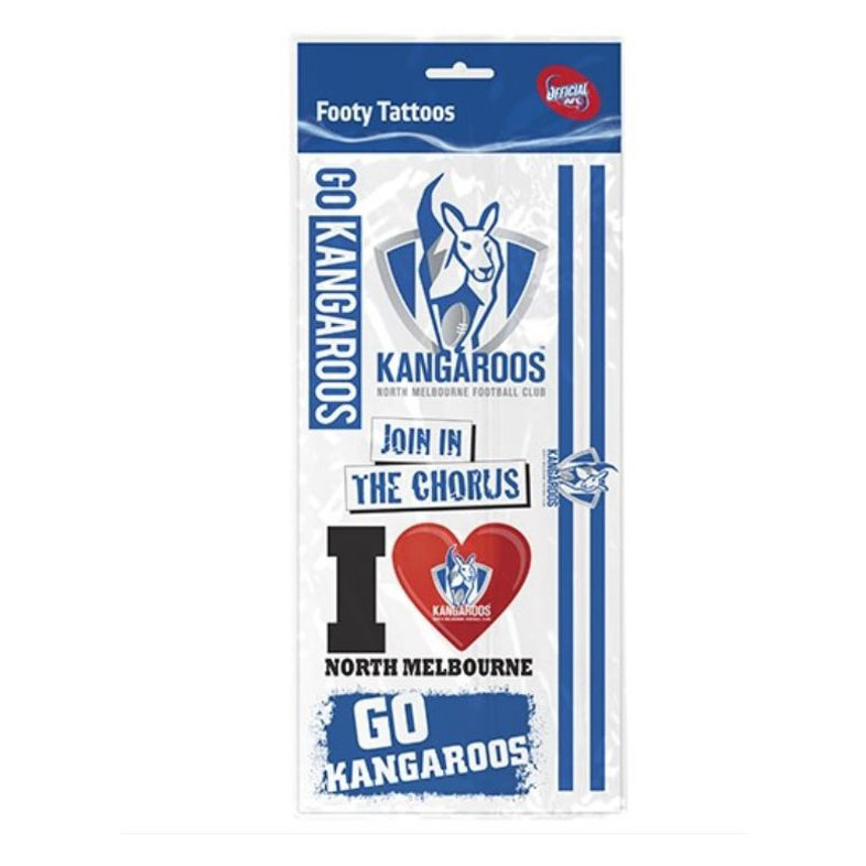 North Melbourne Kangaroos Temporary Tattoo Sheet - Kids North Melbourne Kangaroos Temporary Tattoo Sheet - Kids