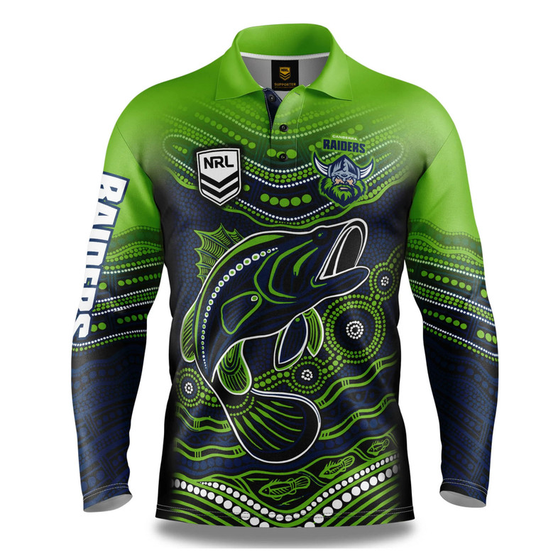 Canberra Raiders 'Jumping Barra' Fishing / Outdoors Shirt - Men's Canberra Raiders 'Jumping Barra' Fishing / Outdoors Shirt - Men's