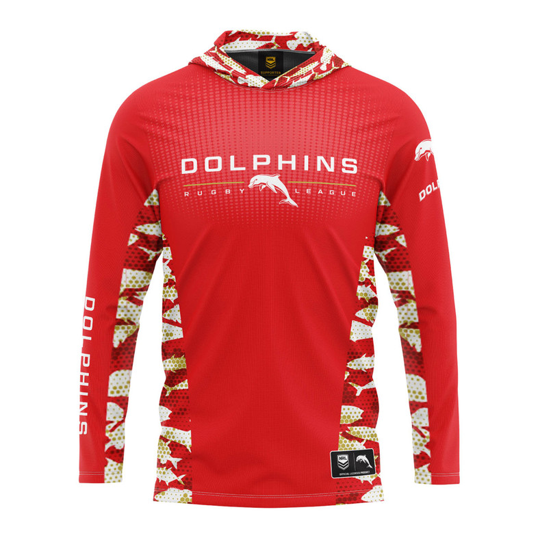 Redcliffe Dolphins 'Reef Runner' Hooded Fishing / Outdoors Shirt - Men's Redcliffe Dolphins 'Reef Runner' Hooded Fishing / Outdoors Shirt - Men's