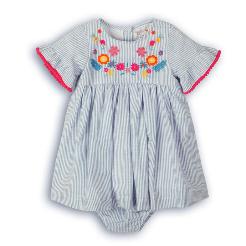 Minoti 'Parade 7' Girls Blue-Stripe Dress and Bloomers Set - Baby