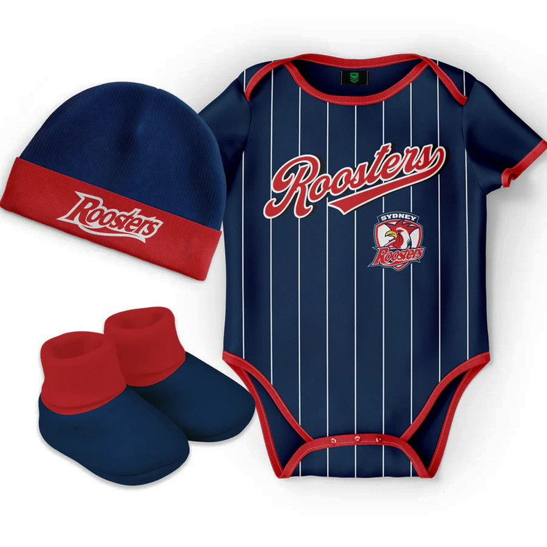 Sydney Roosters 'Lullaby' Bodysuit, Beanie and Bootees Set - Baby