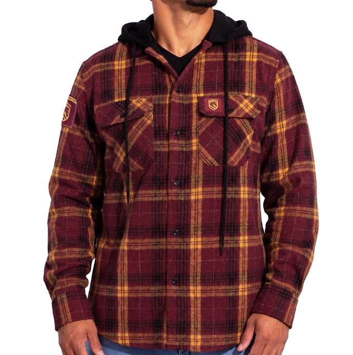 Brisbane Broncos 'Highland' Hooded Flannel Shirt - Men's