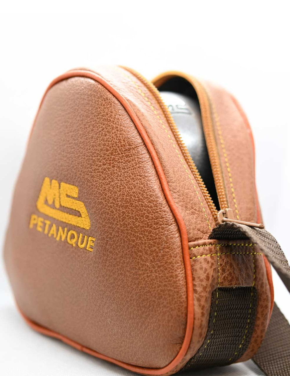 Pochette En Cuir Pour Boules De Pétanque - Fait Main, Fermeture à Bascule, Marron