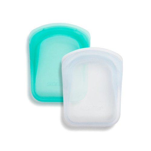 Stasher Silicone Pocket Sized Storage Bag - 2-Pack Clear & Aqua
