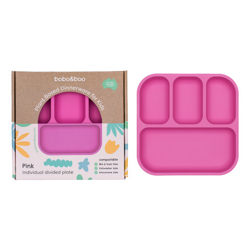 bobo&boo Plant Based Divided Plate - Pink bobo&boo Plant Based Divided Plate - Pink