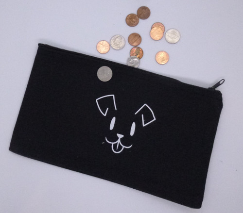 Canvas Zippered Pouch with Dog Face