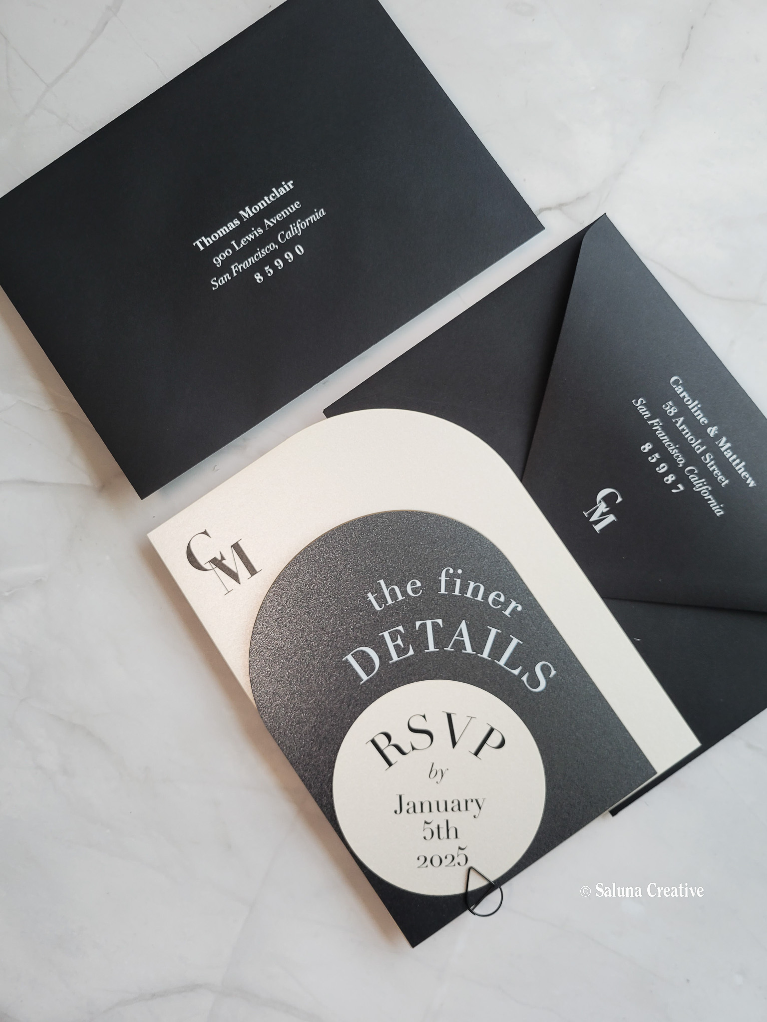 black envelope wedding invitations