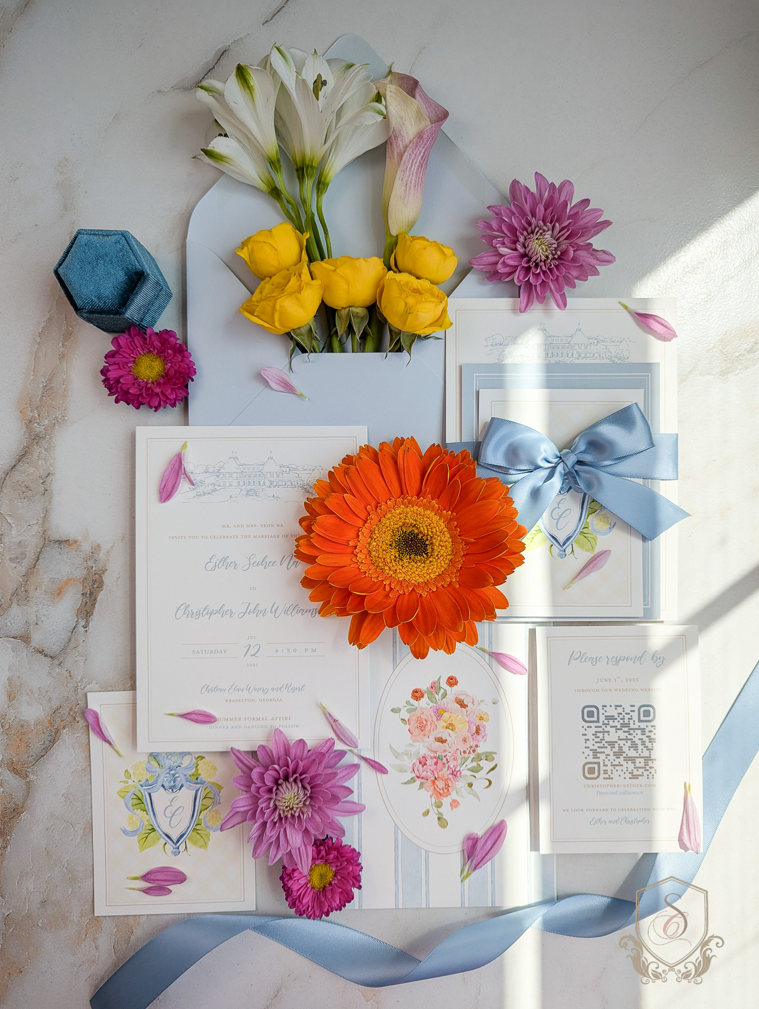 Invitation with custom venue illustration