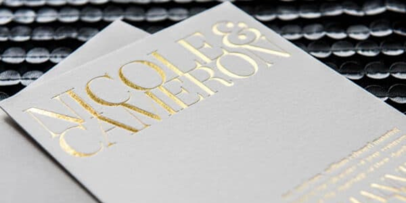 Gold foil wedding invitations