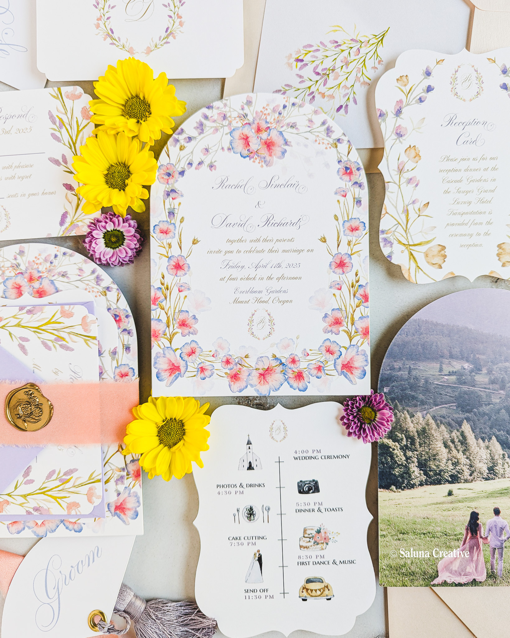wild flowers wedding invitations