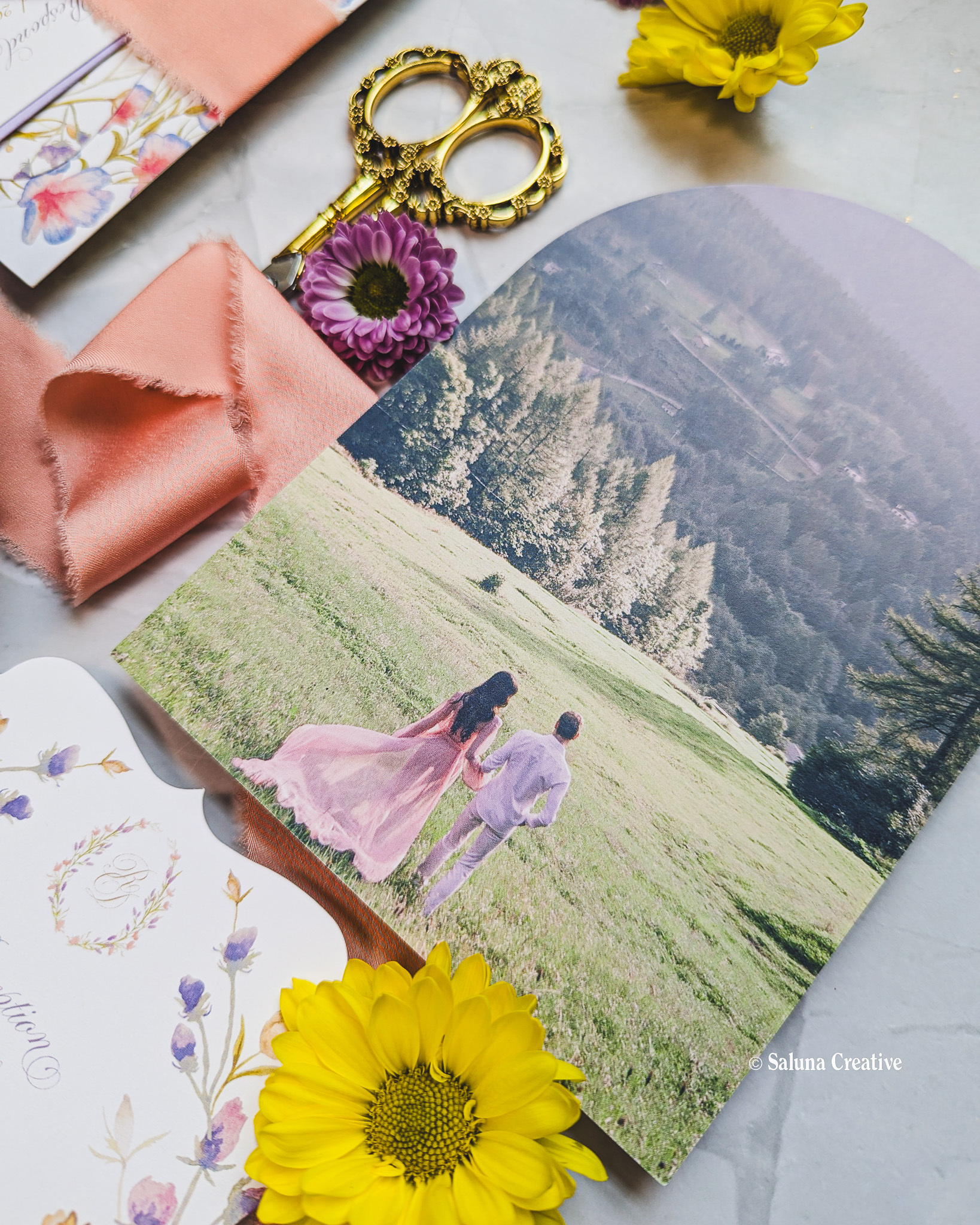 couple's photo on invitation card