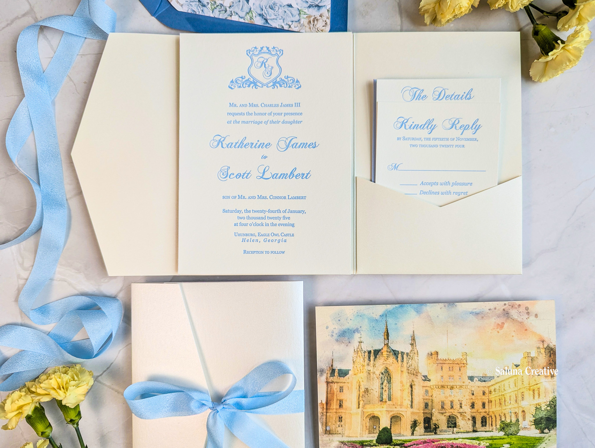 Vintage Letterpress wedding invitations
