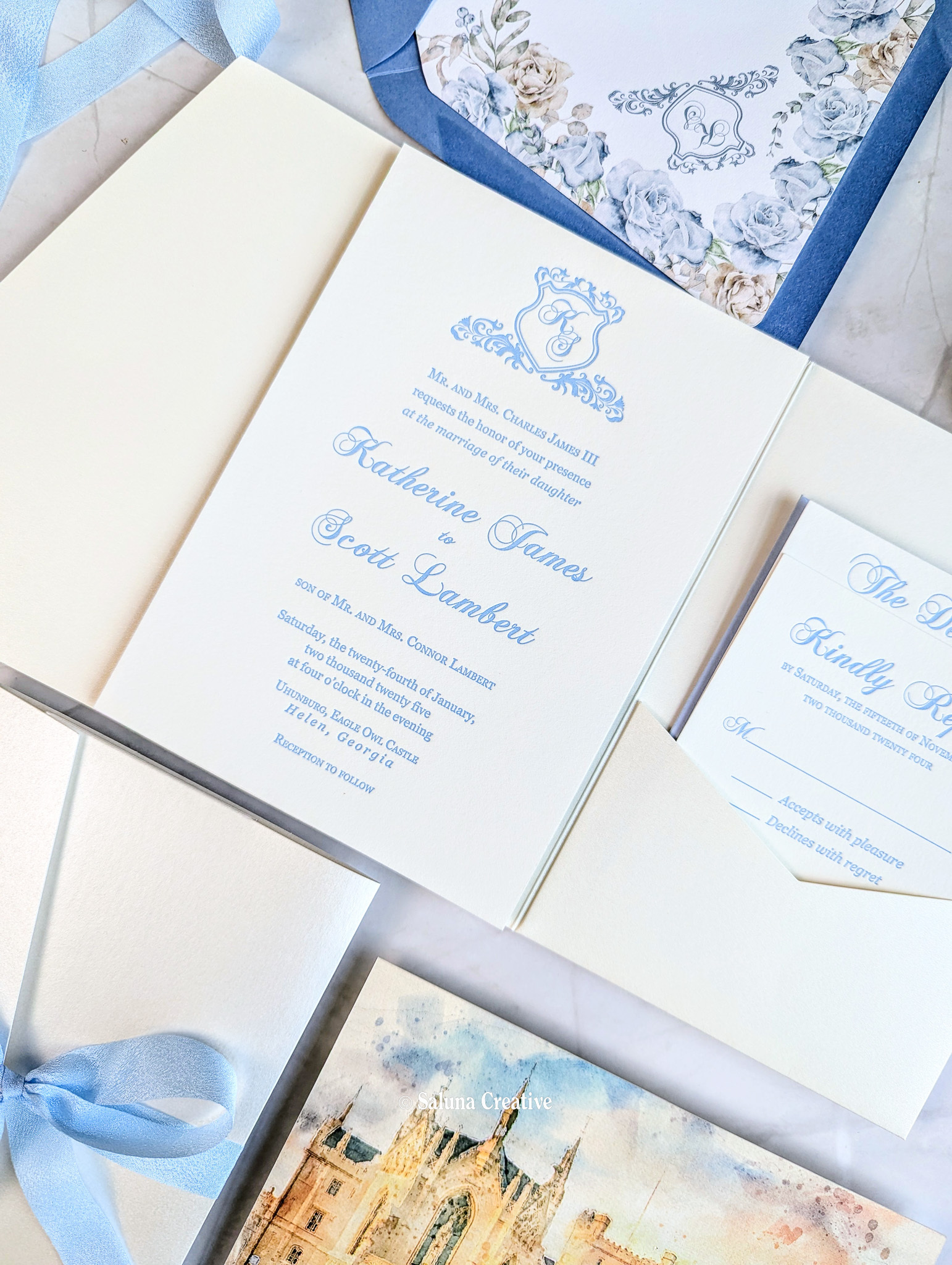 letterpress invitations with ivory shimmer pocket