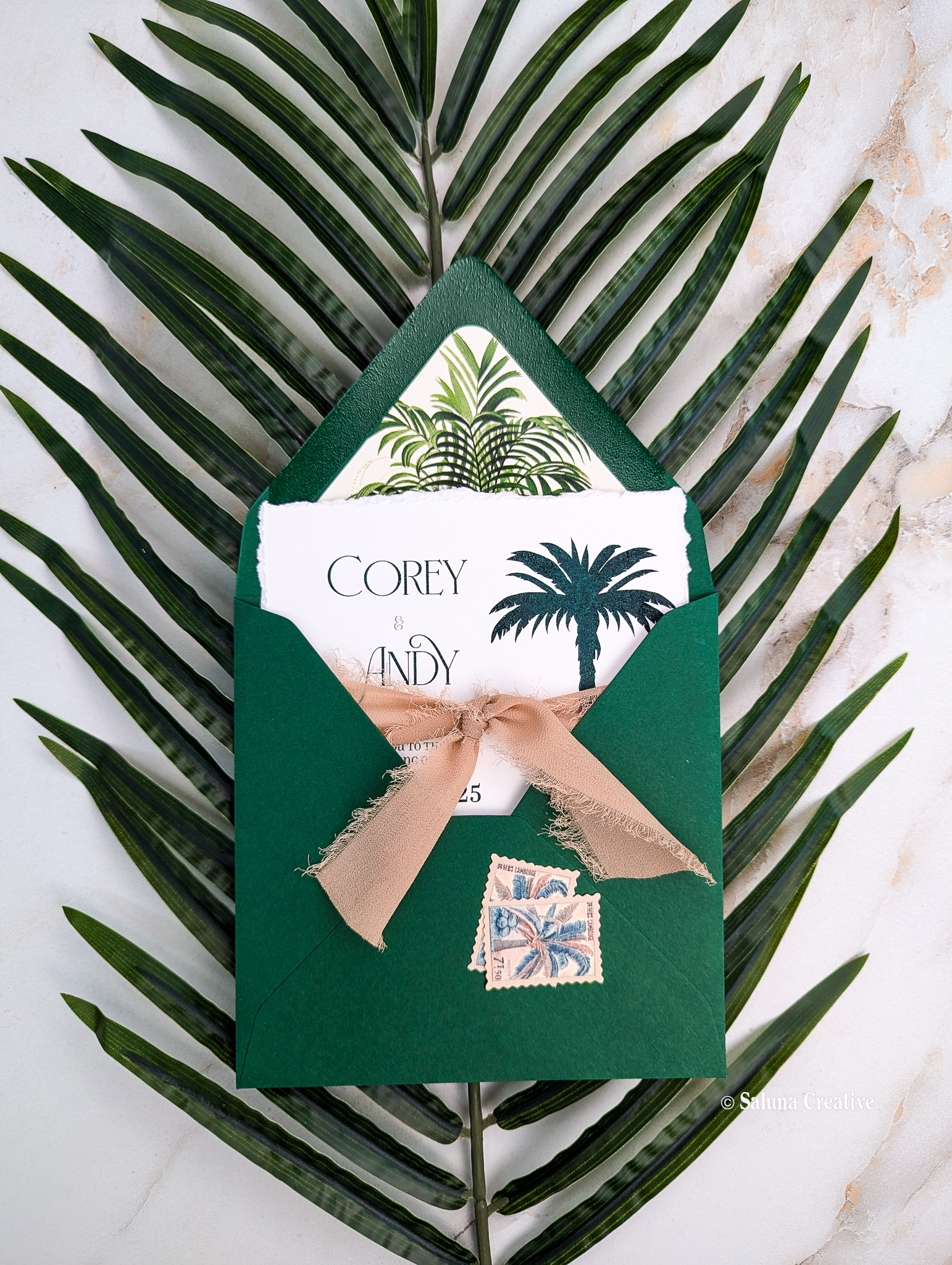 Palm tree wedding invitation