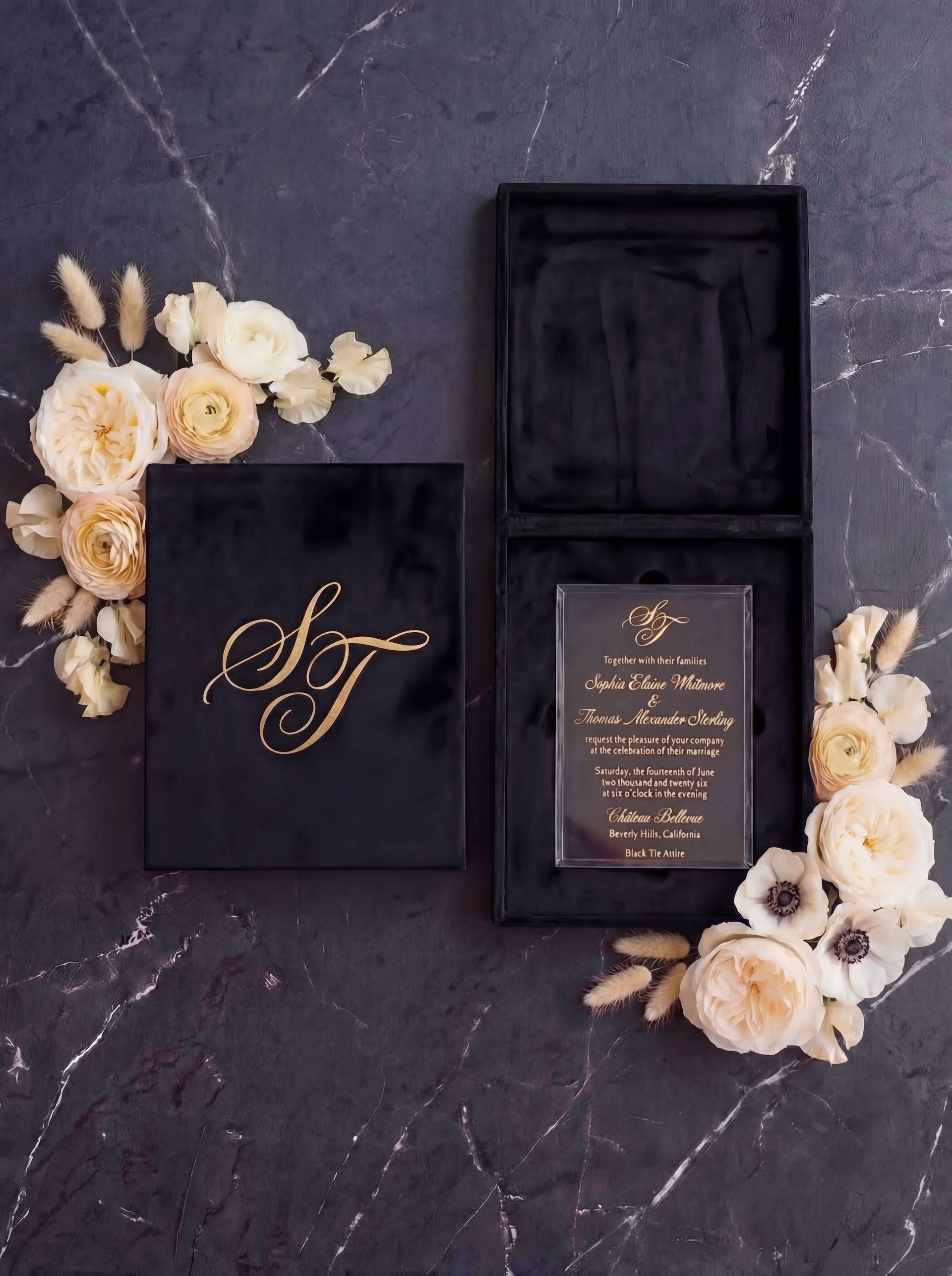 Black Velvet Invitation Box