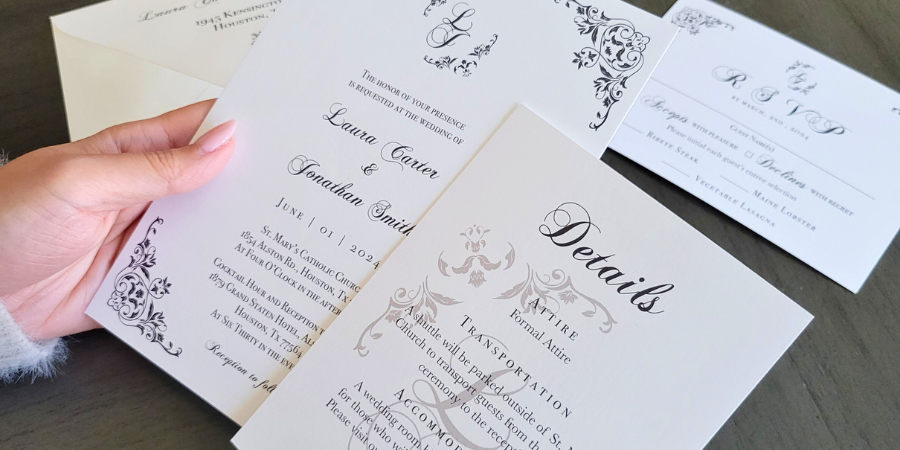 Custom unique wedding invitation suite