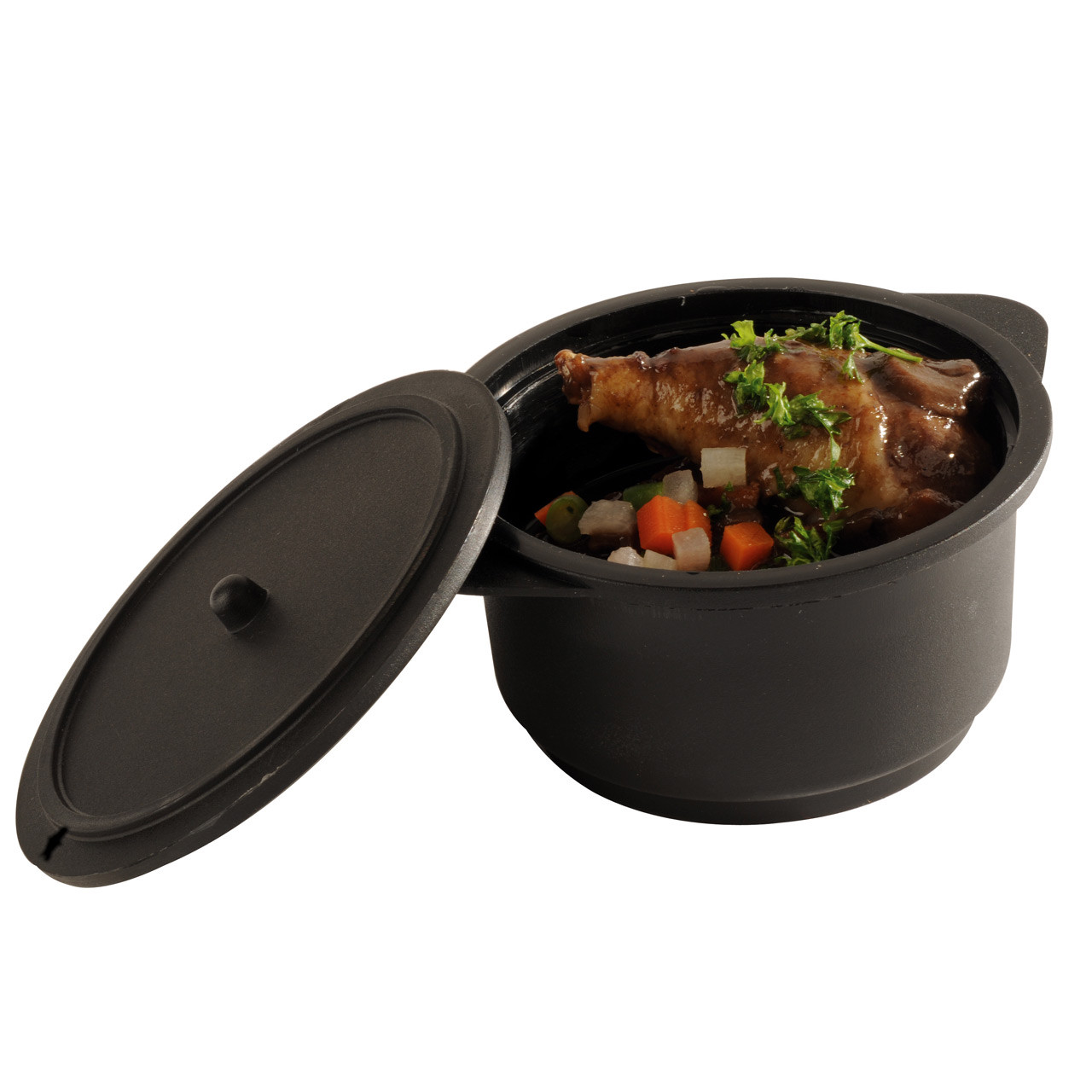 【新品未使用】Auto Cooking Pot(ナチュラルブラック) 12 oz Black Plastic Catering Cooking Pot & Lid - Solia USA