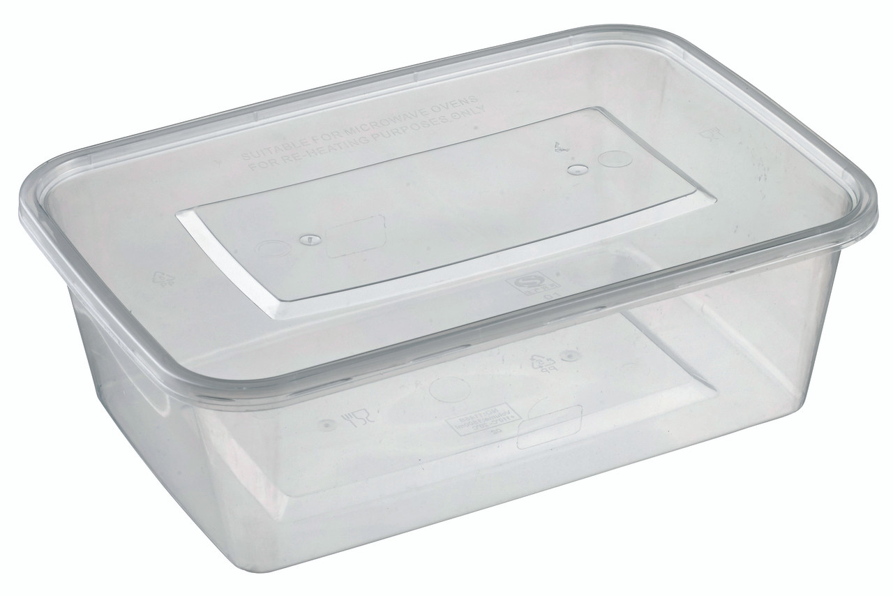 Rectangular Plastic Transparent container with lid PP 1500ml/50.7oz (Case  of 150 pc)