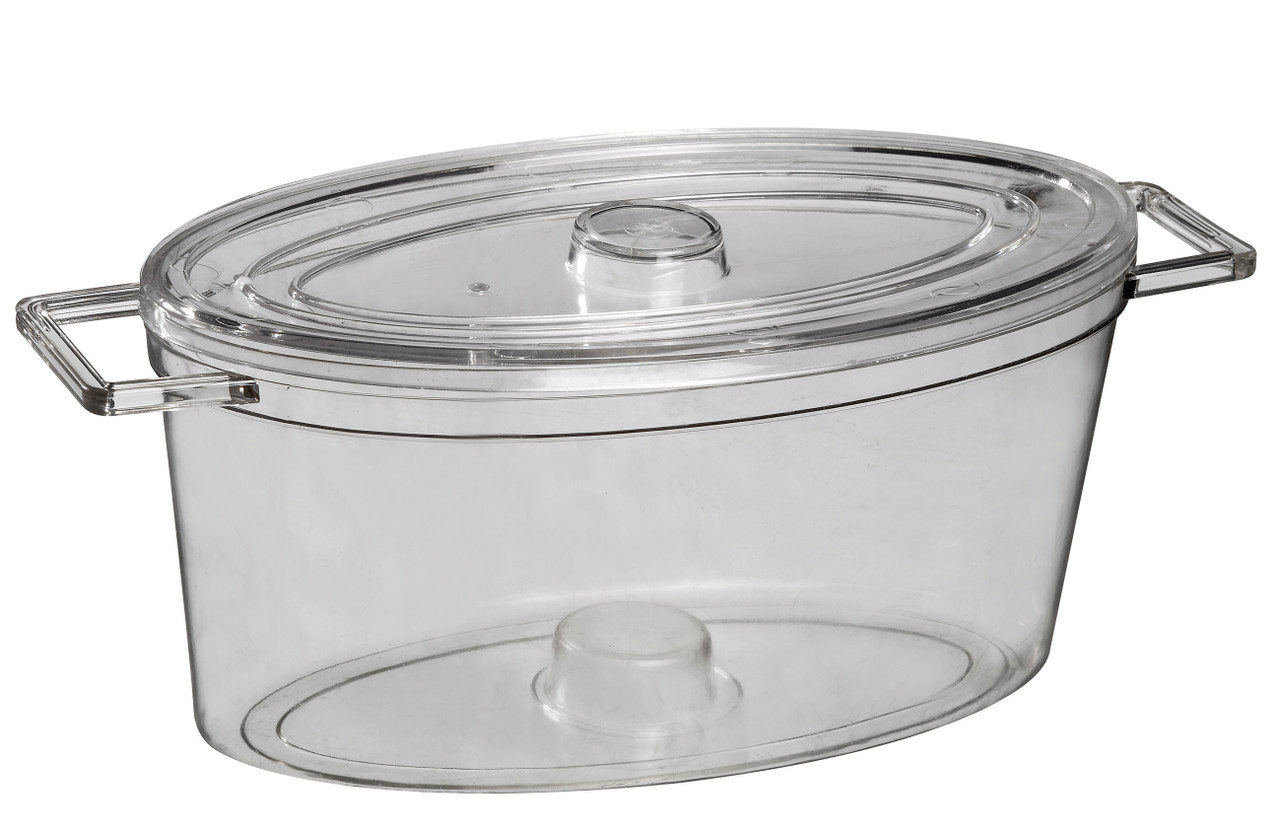 Oval Cooking Pot Transparent 84.5 oz with lid (Case of 50 pc)