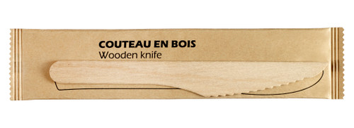 Wooden knife individually wrapped in paper bag 6.5"/ 165mm (case of 2500 pc)