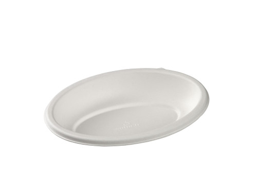 Galaxie sugarcane pulp oval white plate  5.2" x 3.4" H0.9" / 131x86 H22mm (Case of 200  pc)
